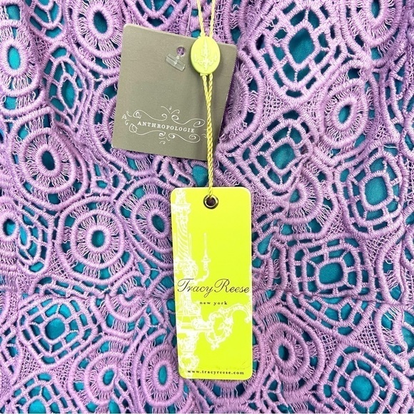 Anthropologie Tracy Reese Dress Women’s Lilac Lace w/ Teal Lining NWT - Picture 2 of 9